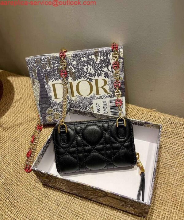 Replica Dior Caro Mini zipper clutch 5087 Black 5