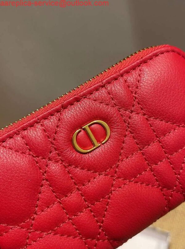 Replica Dior Caro Mini zipper clutch 5087 Red 3