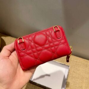 Replica Dior Caro Mini zipper clutch 5087 Red 2