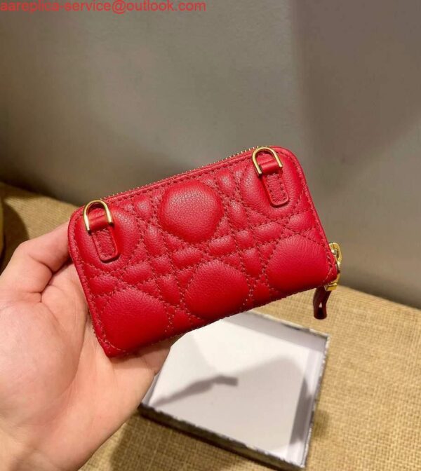 Replica Dior Caro Mini zipper clutch 5087 Red 4