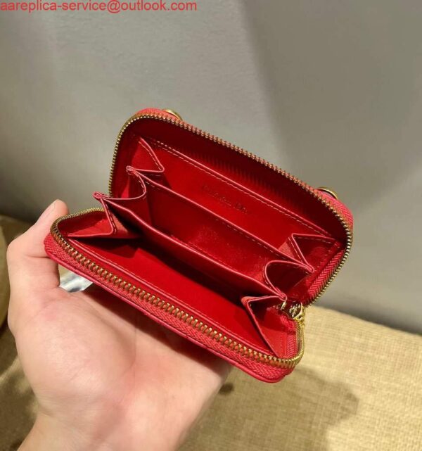 Replica Dior Caro Mini zipper clutch 5087 Red 5