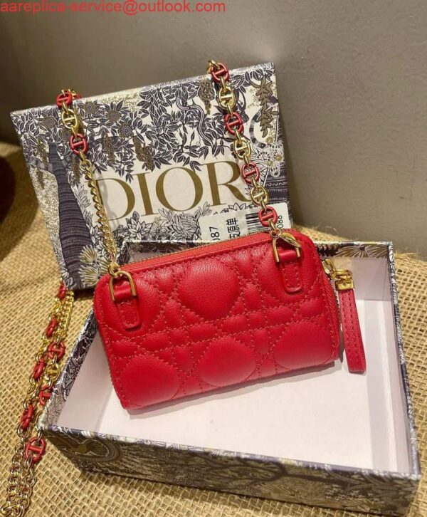 Replica Dior Caro Mini zipper clutch 5087 Red 7