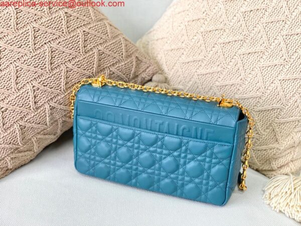 Replica Dior Large Caro Bag M9243 Calfskin Blue Gold 3