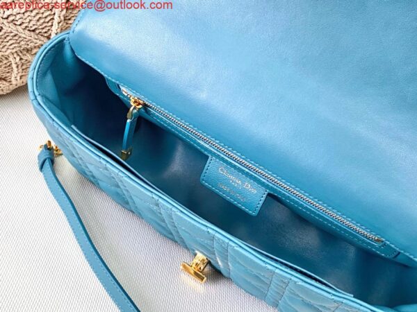 Replica Dior Large Caro Bag M9243 Calfskin Blue Gold 8