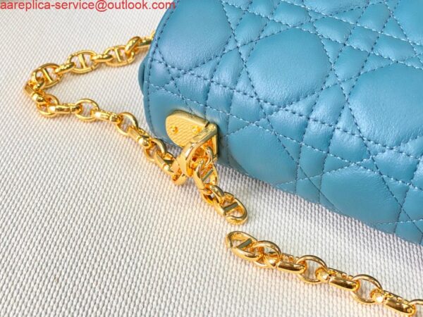 Replica Dior Large Caro Bag M9243 Calfskin Blue Gold 9