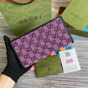 Replica Gucci 443123 GG Marmont Matelassé Zip Around Wallet Purple