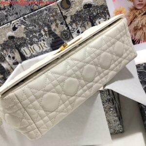 Replica Dior Large Caro Bag M9243 Calfskin white Gold 2