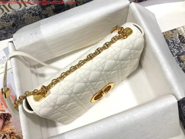 Replica Dior Large Caro Bag M9243 Calfskin white Gold 7