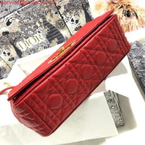 Replica Dior M9243 Large Caro Bag Calfskin Red Gold 2