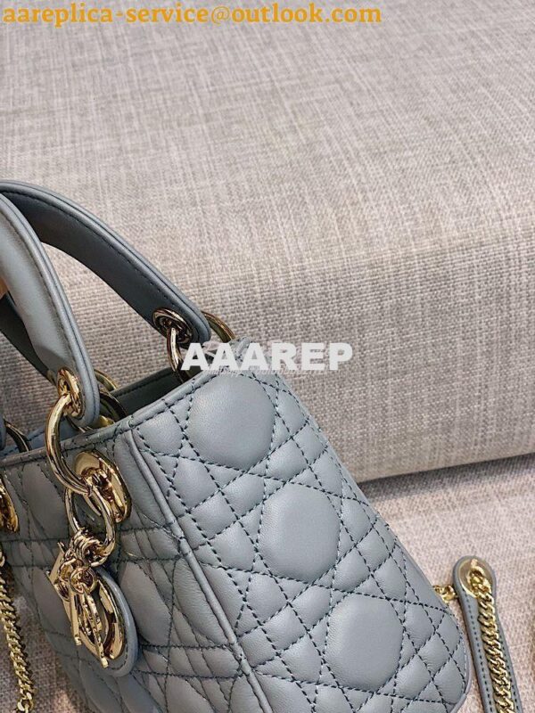 Replica Christian Dior Lady Dior Quilted in Lambskin Leather Bag Stone 7