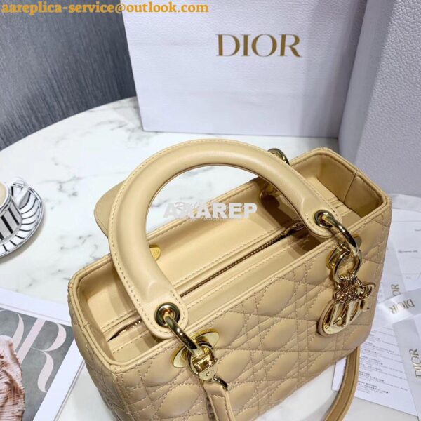 Replica Christian Dior Lady Dior Quilted in Lambskin Leather Bag Yello 16