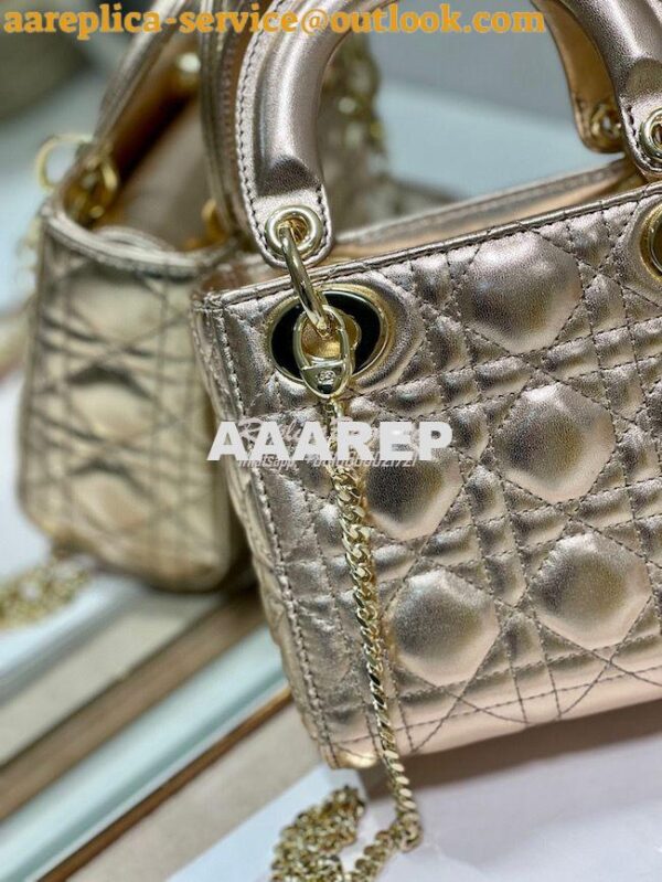 Replica Christian Dior Lady Dior Quilted in Metallic Lambskin Leather 7