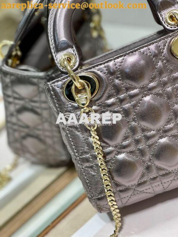 Replica Christian Dior Lady Dior Quilted in Metallic Lambskin Leather 7