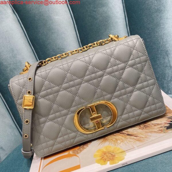 Replica Dior Medium Caro Bag Calfskin M9242 Gray 3