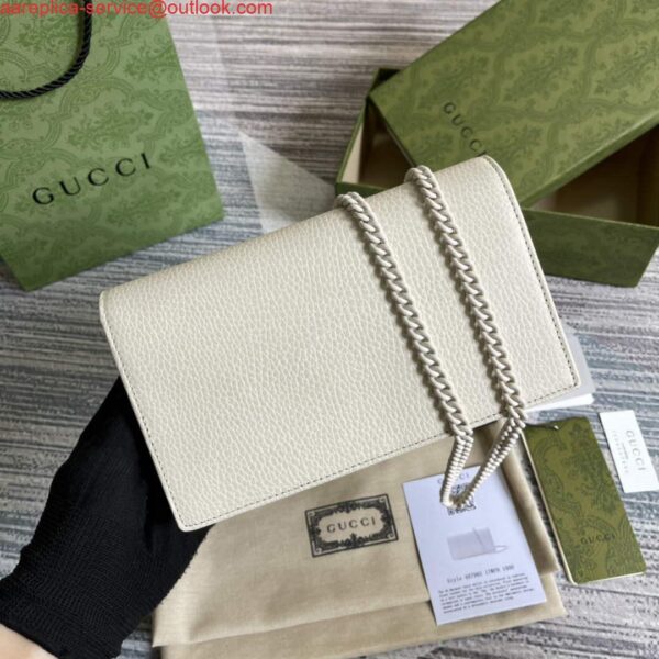 Replica Gucci 497985 GG Marmont Leather Mini Chain Bag White 3