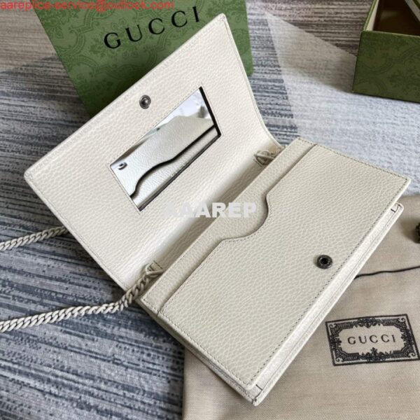 Replica Gucci 497985 GG Marmont Leather Mini Chain Bag White 7