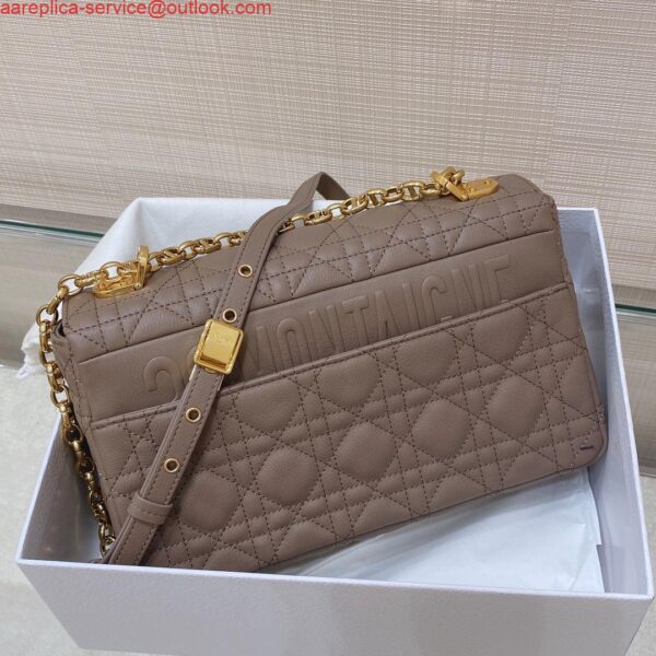 Replica Dior Medium Caro Bag Calfskin M9242 Kakhi 4