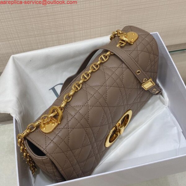 Replica Dior Medium Caro Bag Calfskin M9242 Kakhi 5