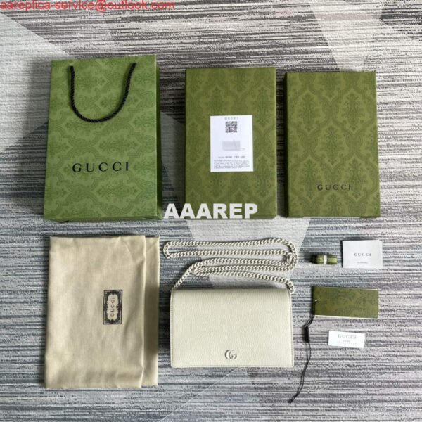 Replica Gucci 497985 GG Marmont Leather Mini Chain Bag White 10