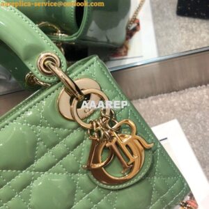 Replica Christian Dior Quilted Avocado Patent Leather Lady Dior Bag 2