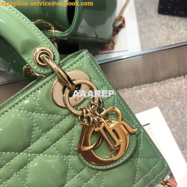 Replica Christian Dior Quilted Avocado Patent Leather Lady Dior Bag 2