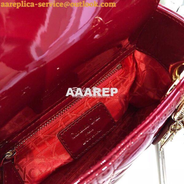 Replica Christian Dior Quilted Cherry Red Patent Leather Lady Dior Bag 7