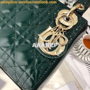 Replica Christian Dior Quilted Jasper Green Patent Leather Lady Dior B 2