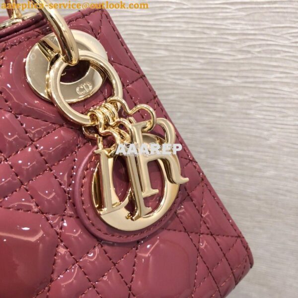 Replica Christian Dior Quilted Mallow Rose Patent Leather Lady Dior Ba 9