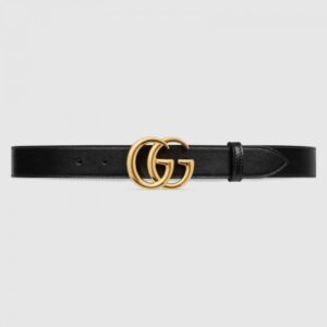 Replica Gucci GG Marmont leather belt with shiny buckle