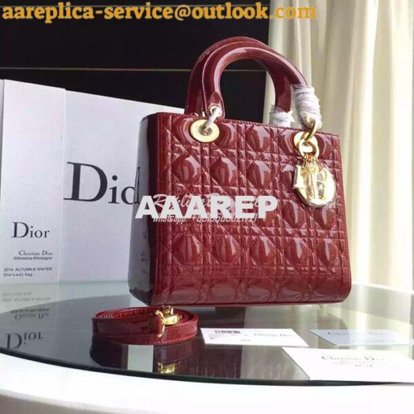 Replica Christian Dior Quilted Patent Leather Lady Dior Bag 12 3