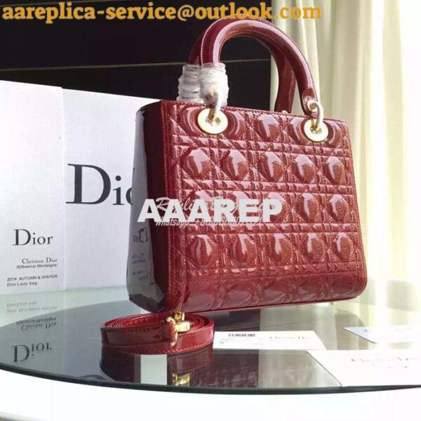 Replica Christian Dior Quilted Patent Leather Lady Dior Bag 12 6