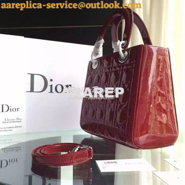 Replica Christian Dior Quilted Patent Leather Lady Dior Bag 12 14