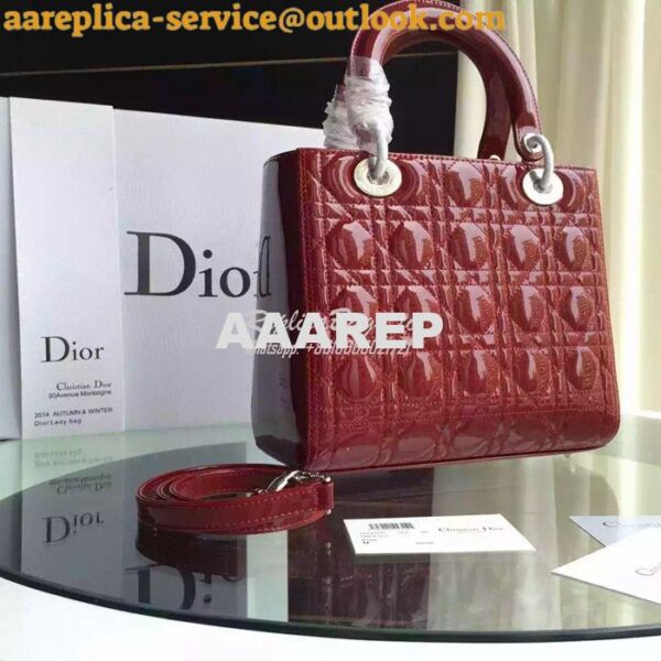 Replica Christian Dior Quilted Patent Leather Lady Dior Bag 12 15