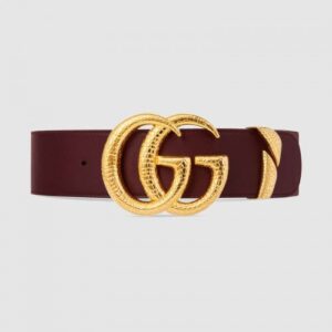 Replica Gucci Leather belt with Double G buckle 563696