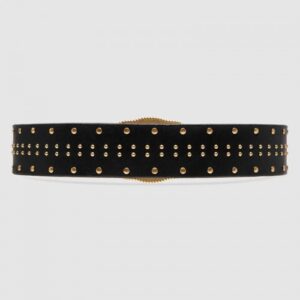 Replica Gucci Leather belt with lion head buckle 587800 2