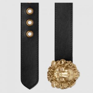 Replica Gucci Leather belt with lion head buckle 623163 2