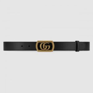 Replica Gucci Belt with framed Double G buckle Black 575587