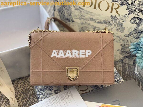 Replica Dior "Diorama" Flap in Grainy Calfskin with Large Cannage Moti