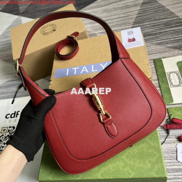 Replica Gucci 636709 Jackie 1961 Small Natural Grain Bag Red 5