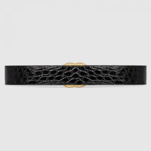 Replica Gucci GG Marmont caiman belt with shiny buckle 2