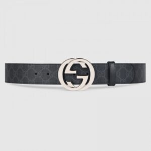 Replica Gucci GG Supreme belt with G buckle black 411924