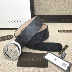 Replica Gucci GG Supreme belt with G buckle black 411924 2