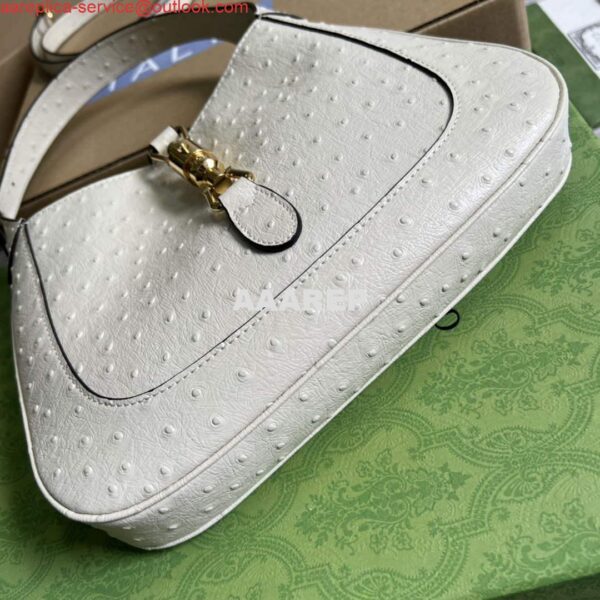 Replica Gucci 636709 Jackie 1961 Small Ostrich skin Bag Beige 9