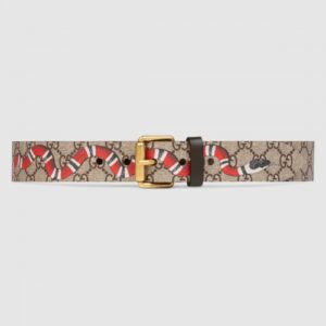 Replica Gucci Kingsnake Print GG Supreme Belt With Square Buckle