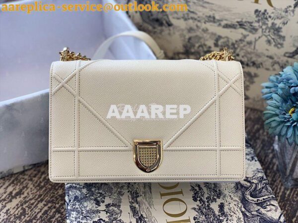 Replica Dior "Diorama" Flap in Grainy Calfskin with Large Cannage Moti 2