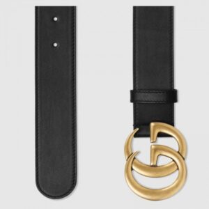 Replica Gucci Leather belt with Double G buckle 1.5" width 2