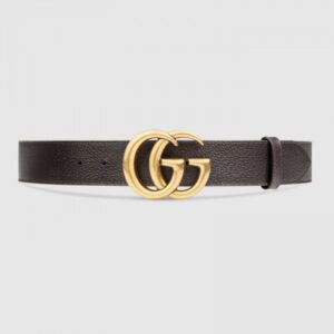 Replica Gucci Leather belt with Double G buckle brown 406831