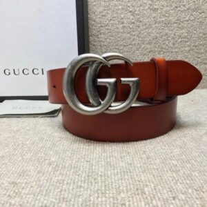 Replica Gucci Leather belt with Double G buckle cuir 406831 2