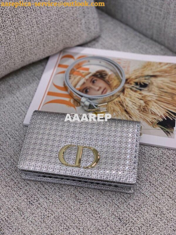 Replica Dior 30 Montaigne 2-in-1 Pouch in Metallic Silver Microcannage 3