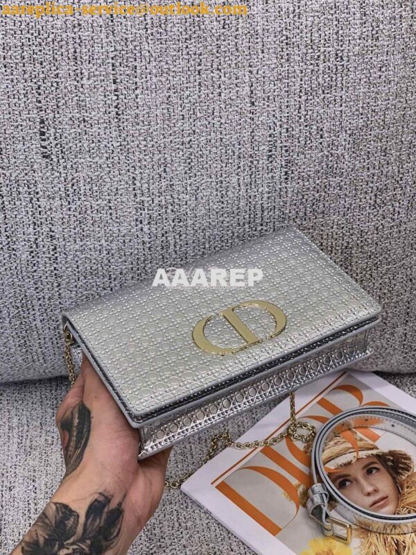 Replica Dior 30 Montaigne 2-in-1 Pouch in Metallic Silver Microcannage 5